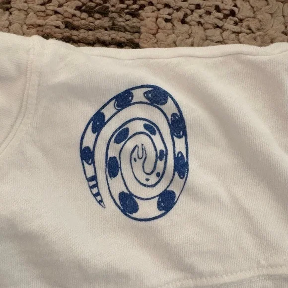 MOTHER White and Blue Jersey Top - Picture 6 of 8